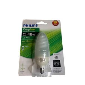 Philips Energy Saver Bulb 9w Soft White E12 Candelabra Decorative  New